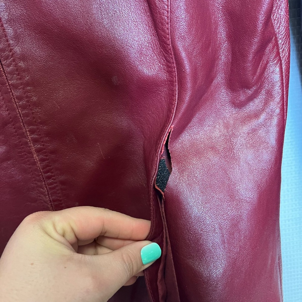 Wilsons Leather Pelle Studio Red Genuine Leather Zip Up Jacket Womens Medium - Picture 6 of 9